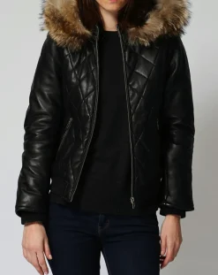 Best Chyston Doudoune en Cuir Nimba noire