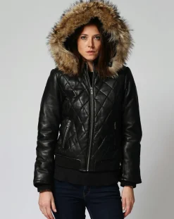 Best Chyston Doudoune en Cuir Nimba noire