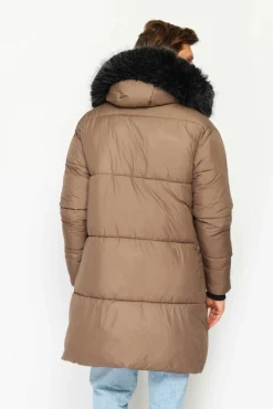 C&Jo Doudoune longue avec isolation thermique jusqu'à -20 °C marron