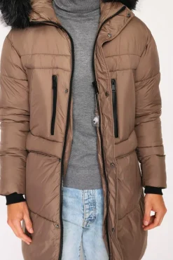 C&Jo Doudoune longue avec isolation thermique jusqu'à -20 °C marron