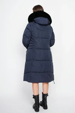 Femme Assuili Doudoune longue bleu nuit