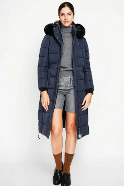 Femme Assuili Doudoune longue bleu nuit