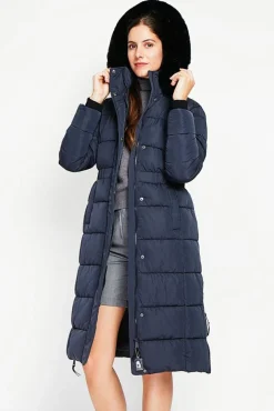 Femme Assuili Doudoune longue bleu nuit