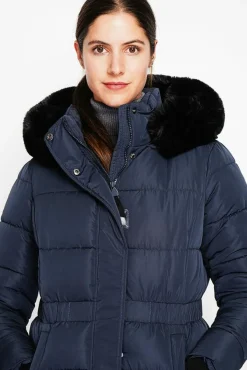 Femme Assuili Doudoune longue bleu nuit