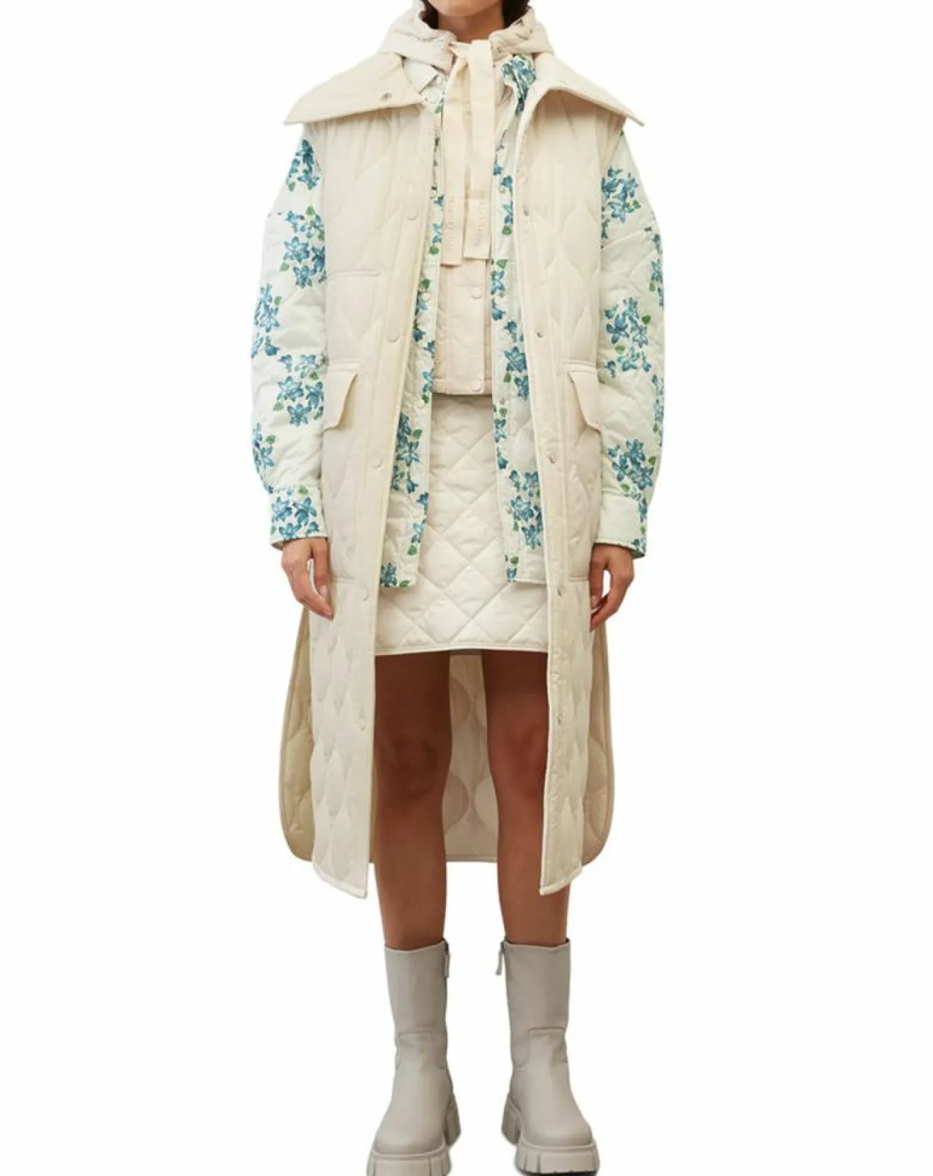 Femme Marc O'Polo Doudoune longue sans manches padded beige