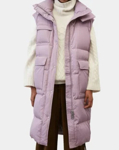 Marc O'Polo Doudoune longue sans manches 3 poches violet clair