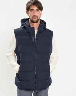 Homme Hackett London Doudoune sans manches à capuche bleue