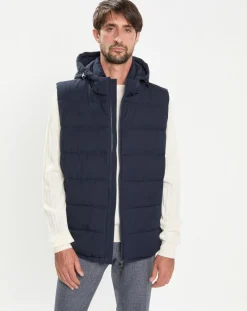 Homme Hackett London Doudoune sans manches à capuche bleue