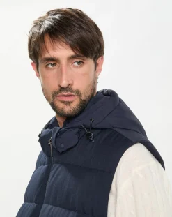 Homme Hackett London Doudoune sans manches à capuche bleue