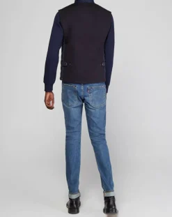 Outlet Hackett London Doudoune sans manches bimatière bleue