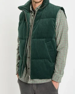 Homme Marc O'Polo Doudoune sans manches en Velours milleraies 100% Coton Bio verte