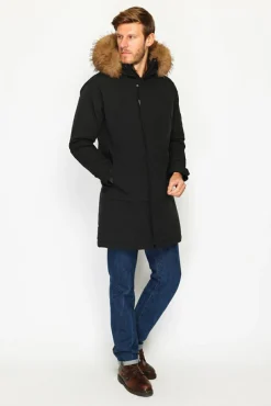 Homme C&Jo Doudoune semi-longue imperméable avec isolation thermique jusqu'à -20 °C noir