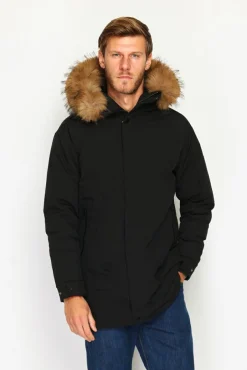 Homme C&Jo Doudoune semi-longue imperméable avec isolation thermique jusqu'à -20 °C noire