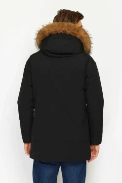 Homme C&Jo Doudoune semi-longue imperméable avec isolation thermique jusqu'à -20 °C noire