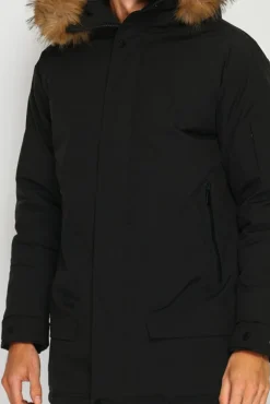 Homme C&Jo Doudoune semi-longue imperméable avec isolation thermique jusqu'à -20 °C noire