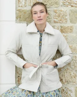 New Caroll Doudoune Vancouver col fausse fourrure beige