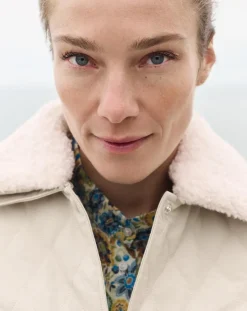 New Caroll Doudoune Vancouver col fausse fourrure beige