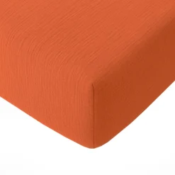 Baton Rouge Drap Housse 100% Gaze de Coton Lavé - Bonnet 30 cm safran mineral|safran