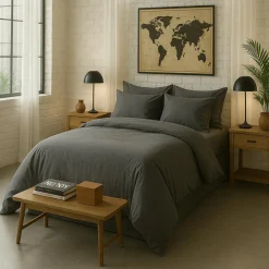 Baton Rouge Drap housse 100% Percale de Coton gris magnet