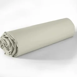 Blanc Passion Drap Housse en coton bonnet 35 cm uni grège