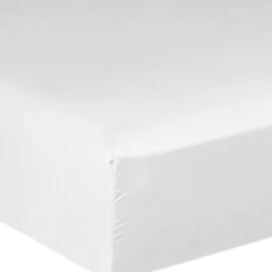 Baton Rouge Drap housse satin de coton lavé bonnet 30 cm blanc