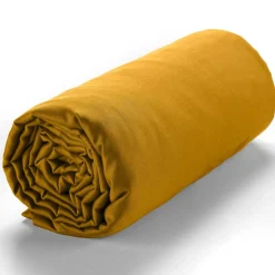 Sale Baton Rouge Drap housse satin de coton lavé bonnet 30 cm moutarde