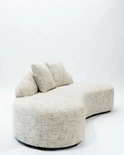 Uniqka Dune - Canapé arrondi 3 places en tissu beige