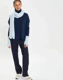 Femme Cashmere Tribu Echarpe 100% Cachemire Cascade icy blue