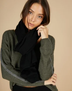 Femme Cashmere Tribu Echarpe 100% Cachemire Cascade noire - 200x70 cm