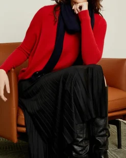 Sale Miss Cashmere Echarpe 100% Cachemire marine 192x28 cm