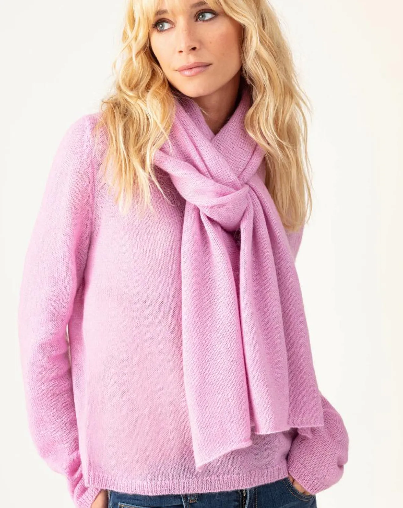 Femme Indies Echarpe en Kidmohair & Laine Lisam lilas - 50x90 cm