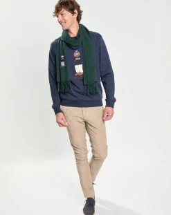 Outlet Hackett London Echarpe en Laine mélangée Harry Dog vert foncé - 180x30 cm