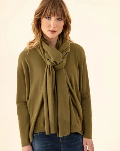 Femme Indies Echarpe en Laine mélangée Maya olive - 224x53 cm