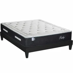 Discount Bellecour Ensemble Matelas + Sommier en bois Privilège anthracite/blanc - 140x190 cm