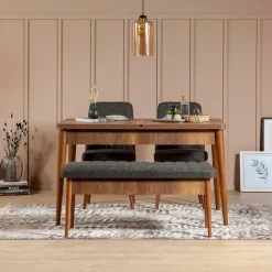 Wooden Art Ensemble Table + 2 Chaises + 1 Banc Vina 1053 beige/anthracite