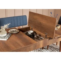 Online Wooden Art Ensemble table + 2 chaises + 2 bancs vina 1048 beige/bleu foncé