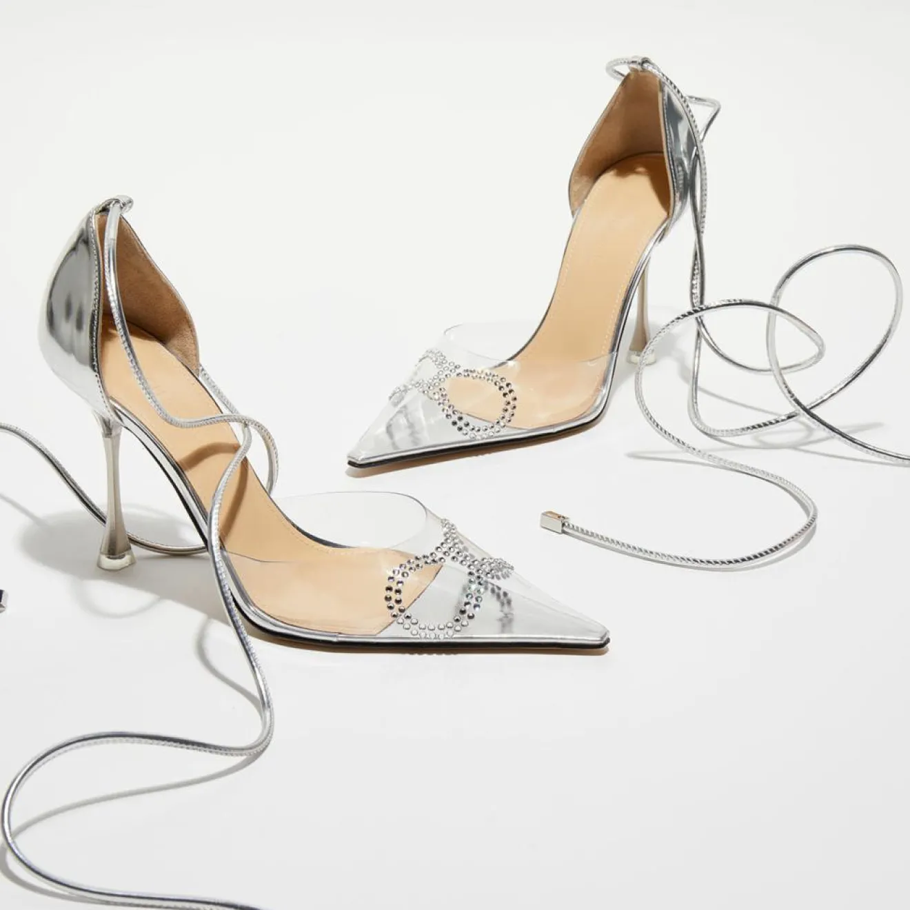 Femme Mach & Mach Escarpins à Strass Lizzy argentés - Talon 9,5 cm