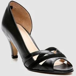 Discount Cosmoparis Escarpins en Cuir et Velours de Cuir Laveda noirs - Talon 7 cm