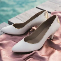 Bocage Escarpins en Cuir Izold blancs - Talon 6 cm