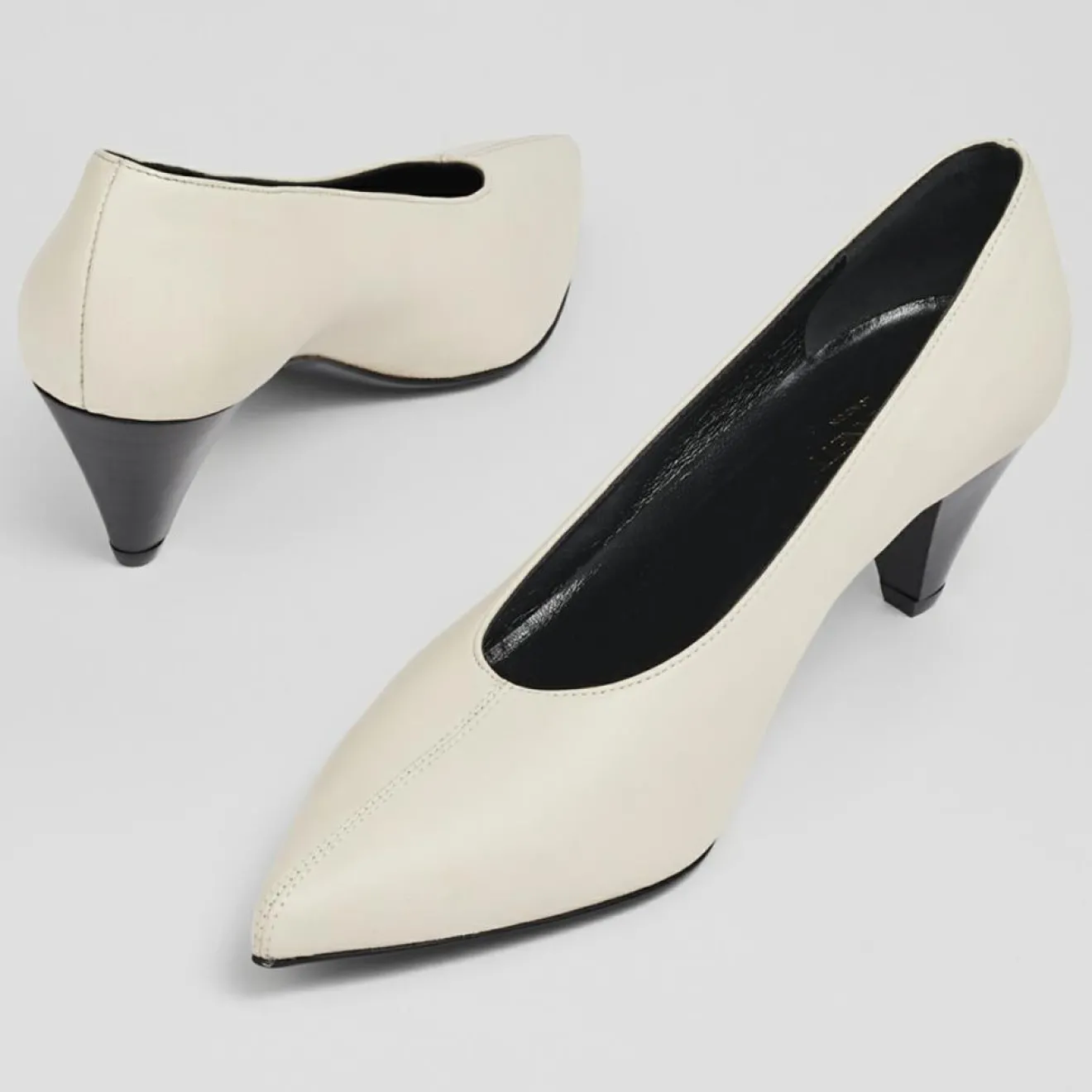 Femme L.K. Bennett Escarpins en Cuir Zayla écrus - Talon 5 cm