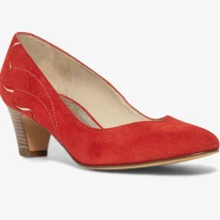 Femme Bocage Escarpins en Velours de Cuir Irlande rouges - Talon 5 cm