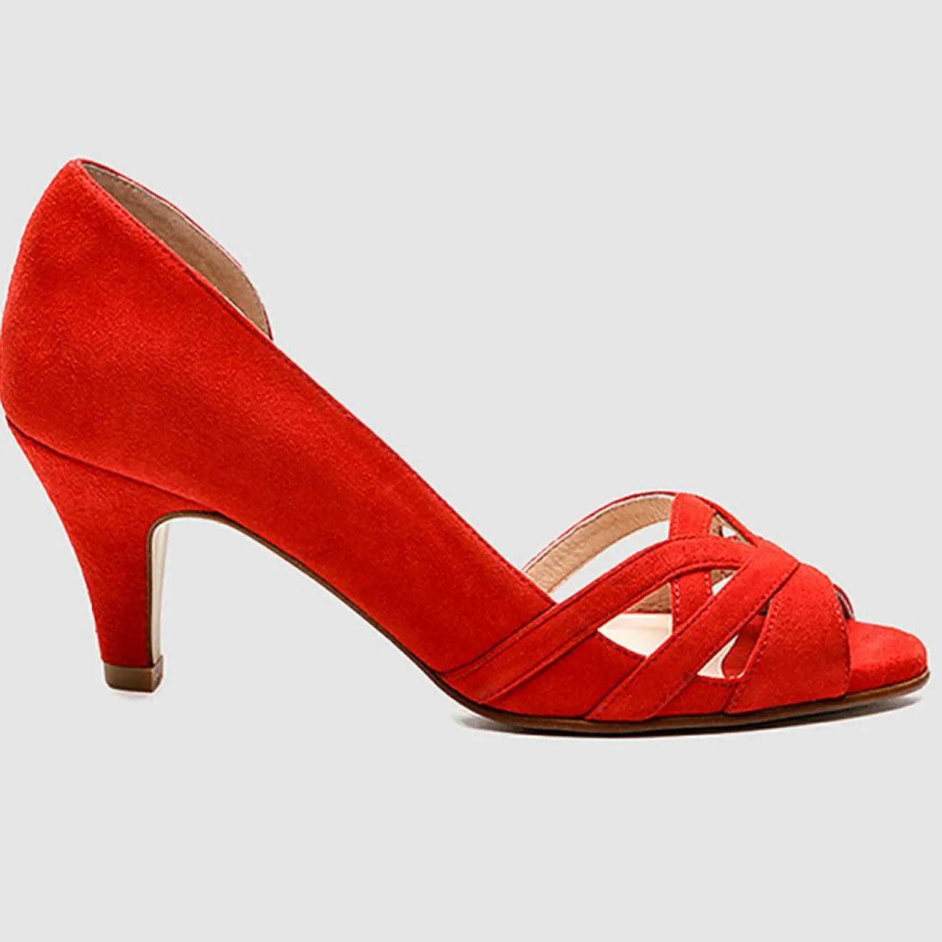 Femme Cosmoparis Escarpins en Velours de Cuir Laveda corail - Talon 7 cm