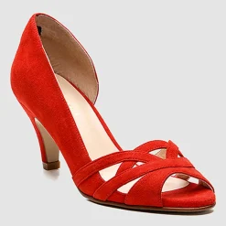 Femme Cosmoparis Escarpins en Velours de Cuir Laveda corail - Talon 7 cm