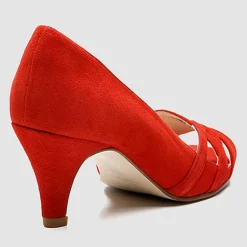 Femme Cosmoparis Escarpins en Velours de Cuir Laveda corail - Talon 7 cm
