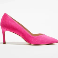 Online Stuart Weitzman Escarpins en Velours de Cuir Anny 70 fuchsia - Talon 7 cm