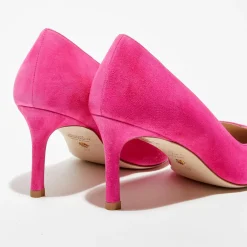 Online Stuart Weitzman Escarpins en Velours de Cuir Anny 70 fuchsia - Talon 7 cm