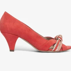 Bocage Escarpins en Velours de Cuir Didier rouge orangé - Talon 6 cm