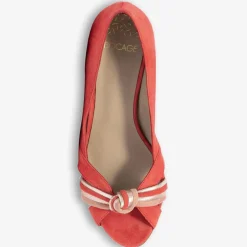 Bocage Escarpins en Velours de Cuir Didier rouge orangé - Talon 6 cm