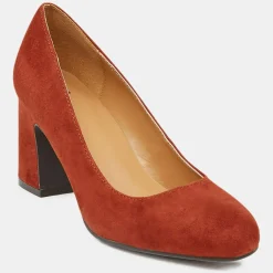 Best Galeries Lafayette Escarpins en Velours de Cuir Louis XV orange brique - Talon 7.5 cm