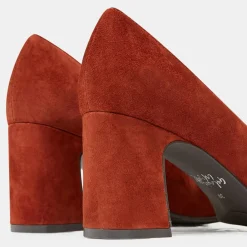 Best Galeries Lafayette Escarpins en Velours de Cuir Louis XV orange brique - Talon 7.5 cm